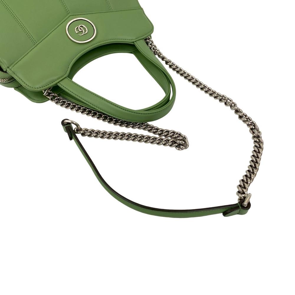 Gucci AB Gucci Green Light Green Calf Leather Small Petite GG Tote Italy