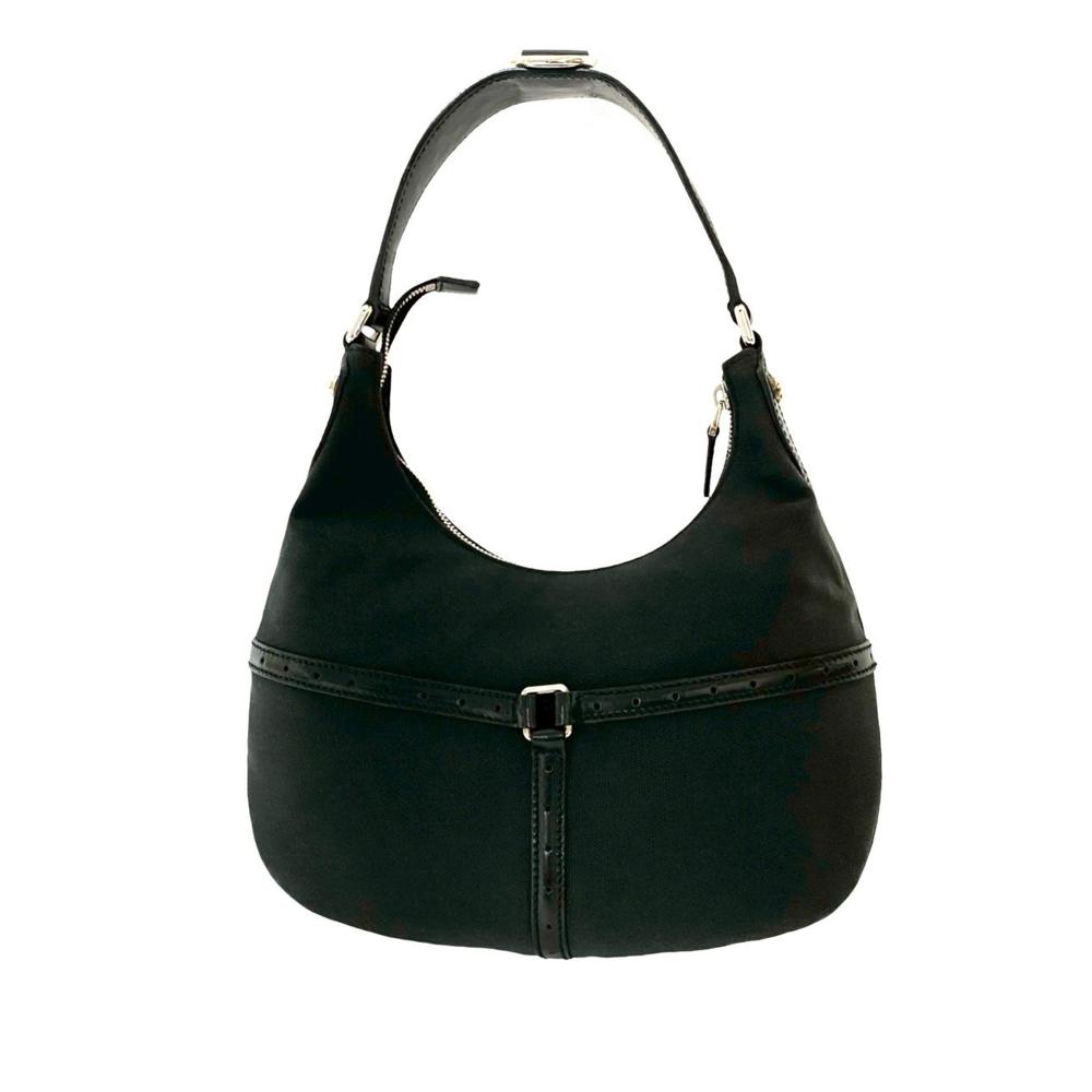 Gucci B Gucci Black Canvas Fabric Reins Hobo Italy