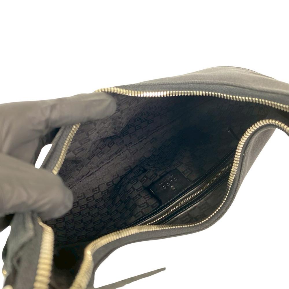 Gucci B Gucci Black Canvas Fabric Reins Hobo Italy