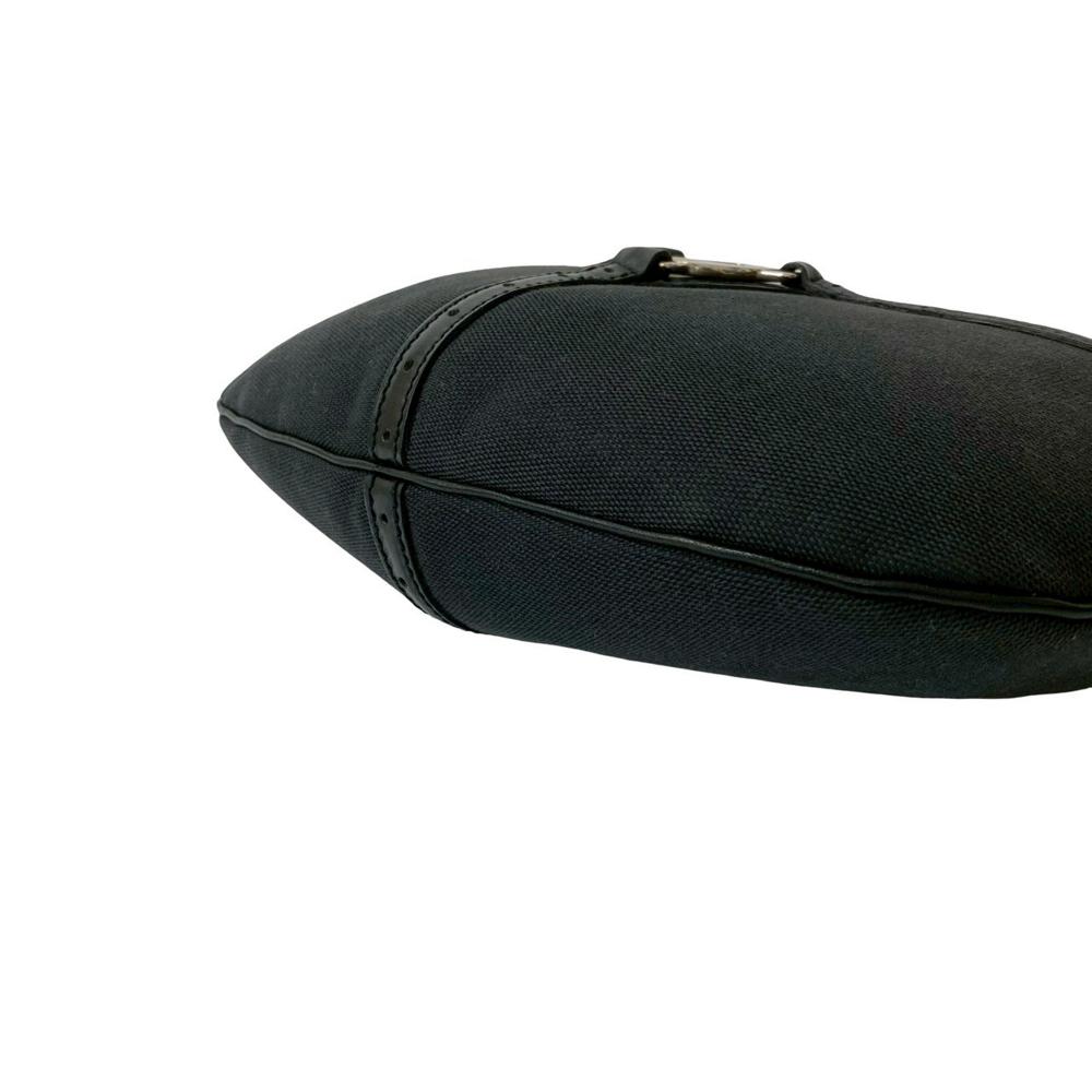 Gucci B Gucci Black Canvas Fabric Reins Hobo Italy