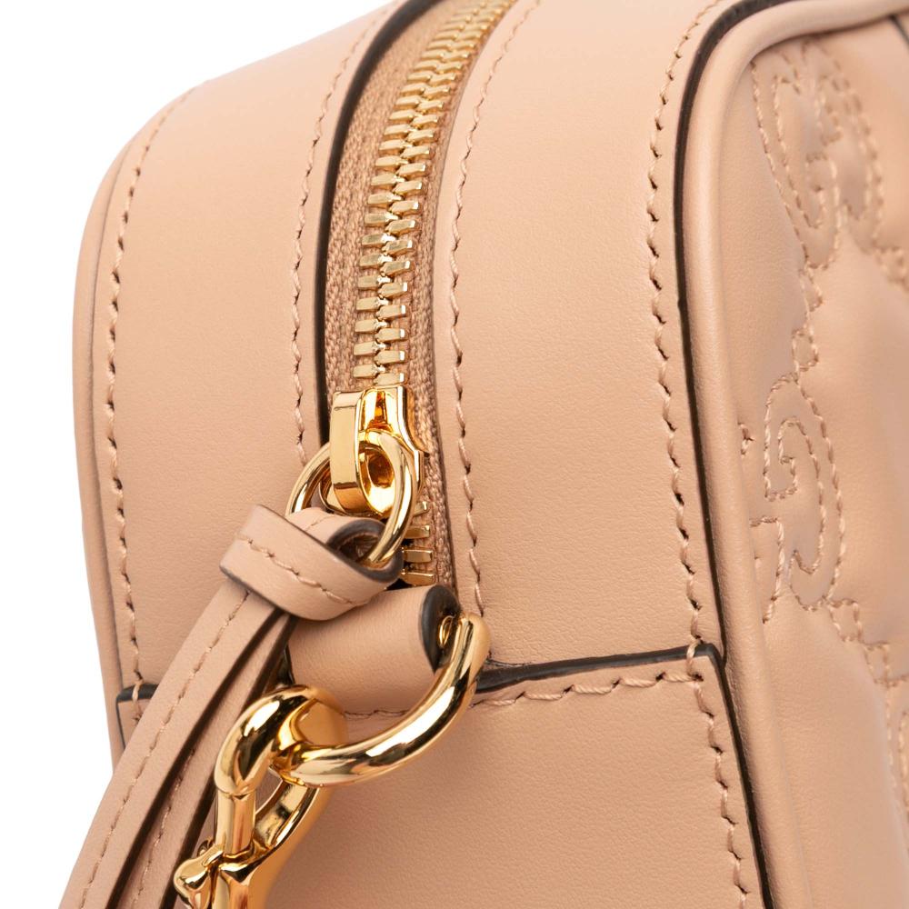 Gucci AB Gucci Brown Beige Calf Leather Small GG Matelasse Crossbody Italy