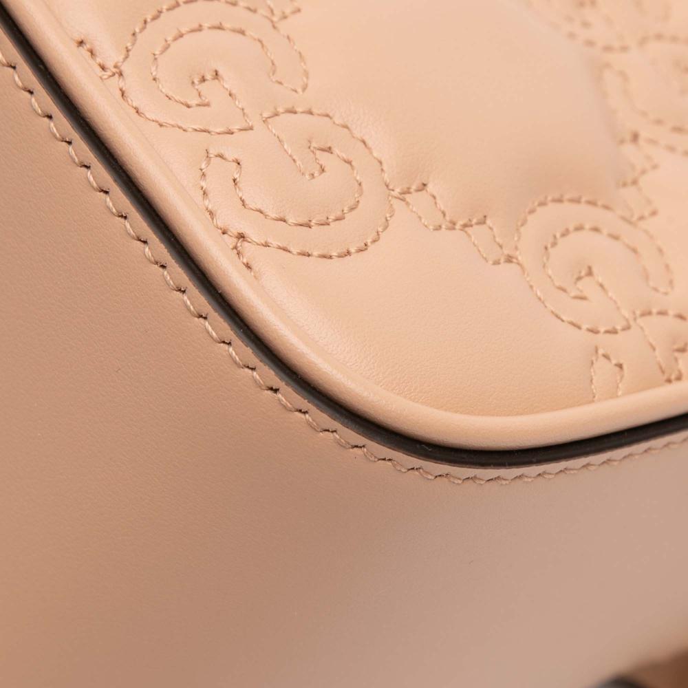 Gucci AB Gucci Brown Beige Calf Leather Small GG Matelasse Crossbody Italy