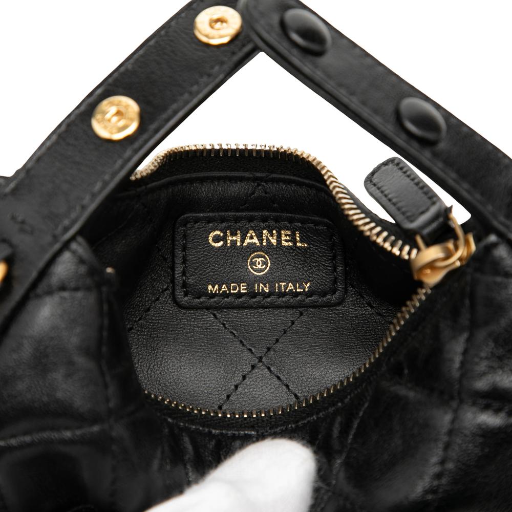 Chanel AB Chanel Black Lambskin Leather Leather Mini Quilted Lambskin Chain Around Pouch Italy