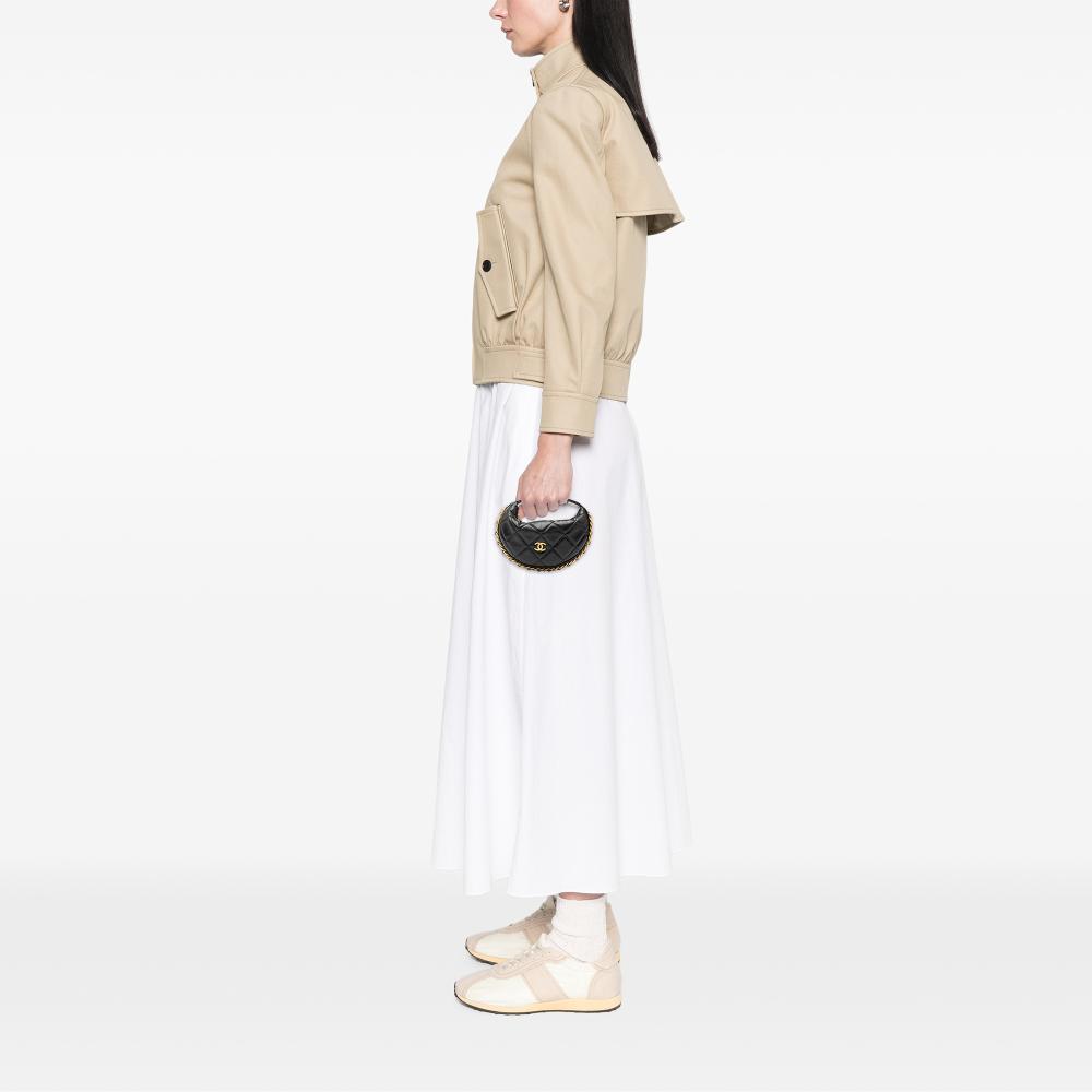 Chanel AB Chanel Black Lambskin Leather Leather Mini Quilted Lambskin Chain Around Pouch Italy