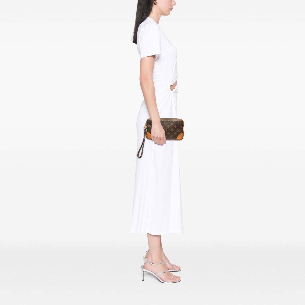 Louis Vuitton B Louis Vuitton Brown Monogram Canvas Fabric Monogram Marly Dragonne PM France