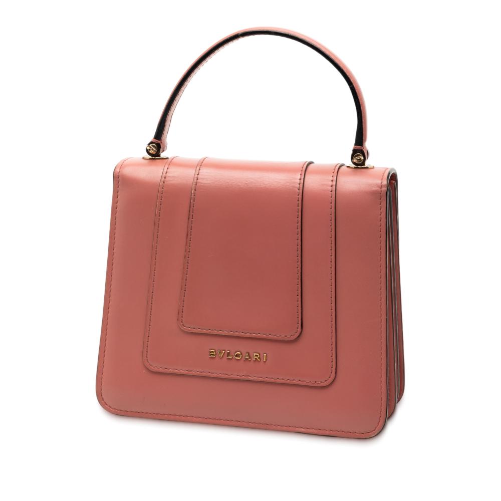 Bvlgari B Bvlgari Pink Rose Gold Calf Leather Small skin Serpenti Forever Top Handle Bag Italy