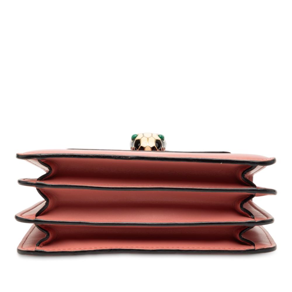 Bvlgari B Bvlgari Pink Rose Gold Calf Leather Small skin Serpenti Forever Top Handle Bag Italy