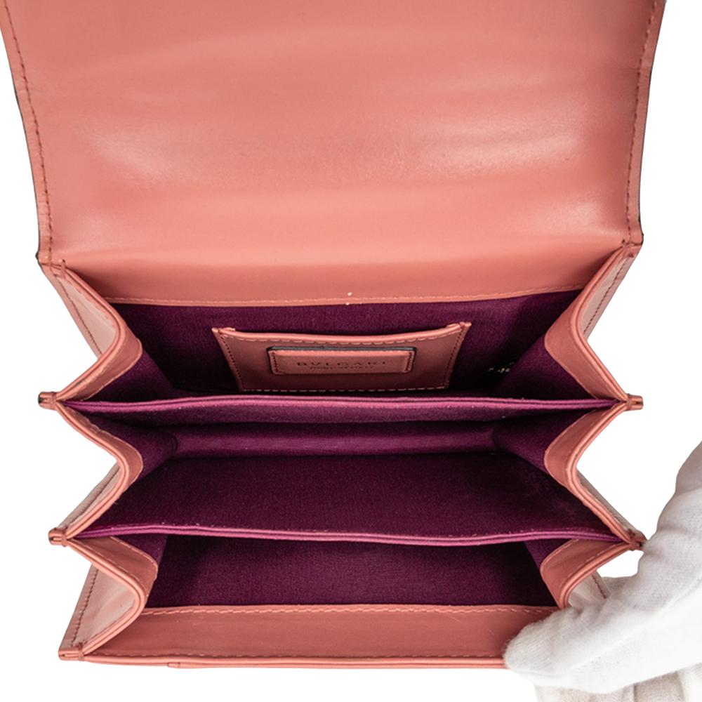 Bvlgari B Bvlgari Pink Rose Gold Calf Leather Small skin Serpenti Forever Top Handle Bag Italy