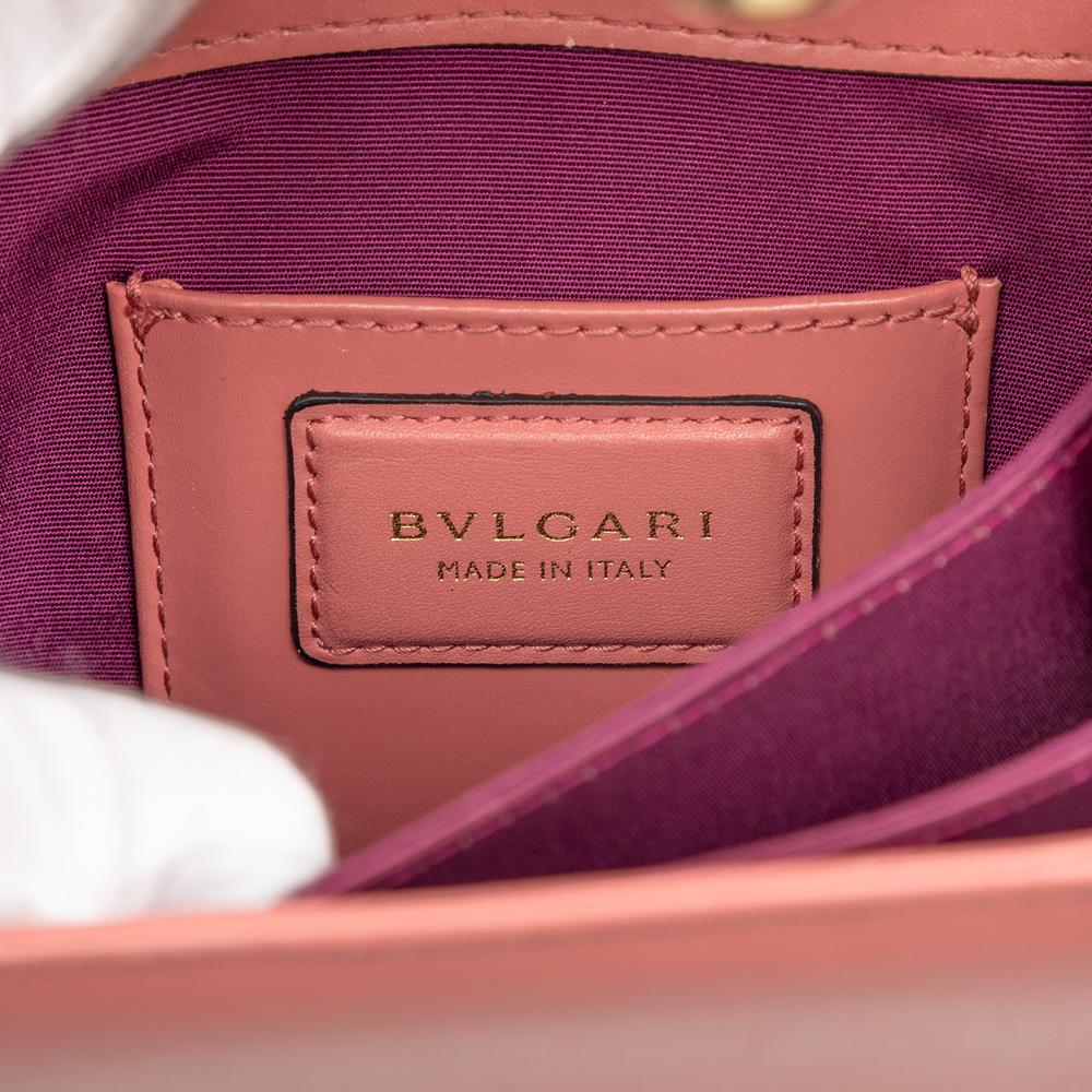 Bvlgari B Bvlgari Pink Rose Gold Calf Leather Small skin Serpenti Forever Top Handle Bag Italy