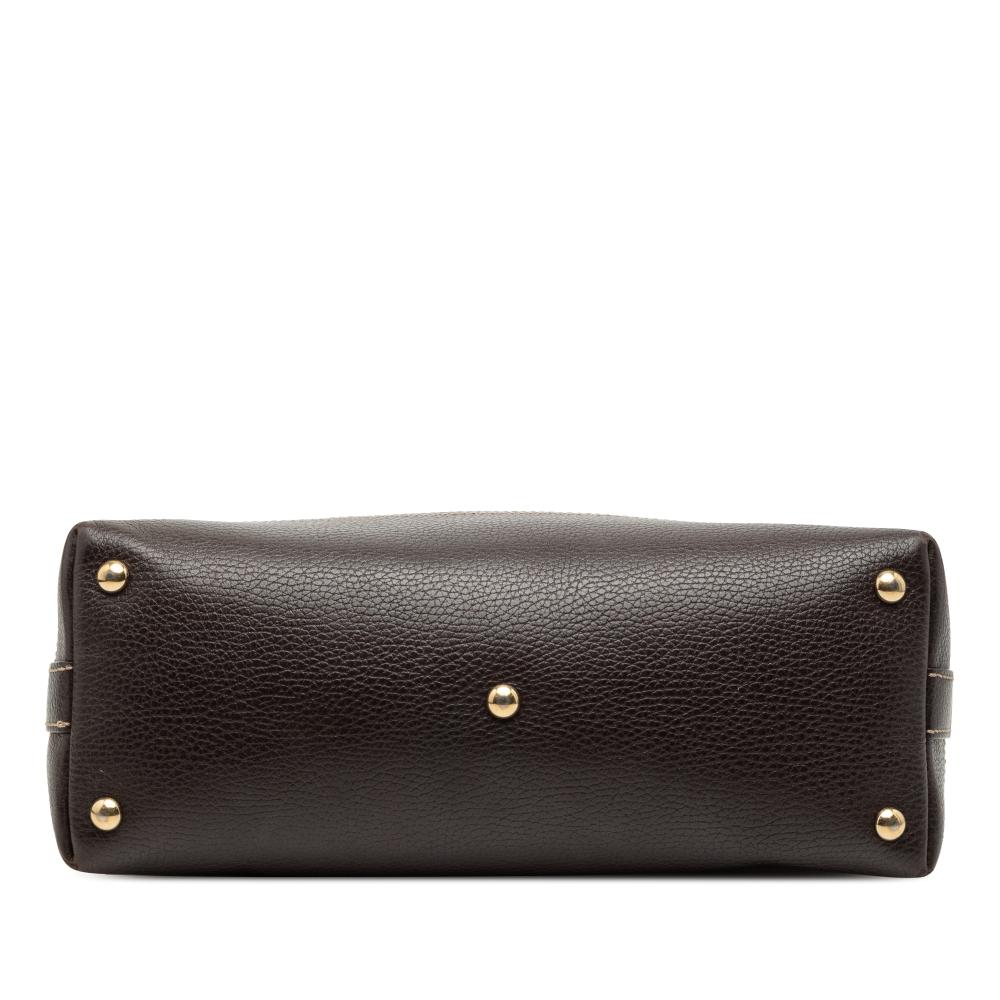 Gucci B Gucci Brown Beige Coated Canvas Fabric GG Crystal Shoulder Bag Italy