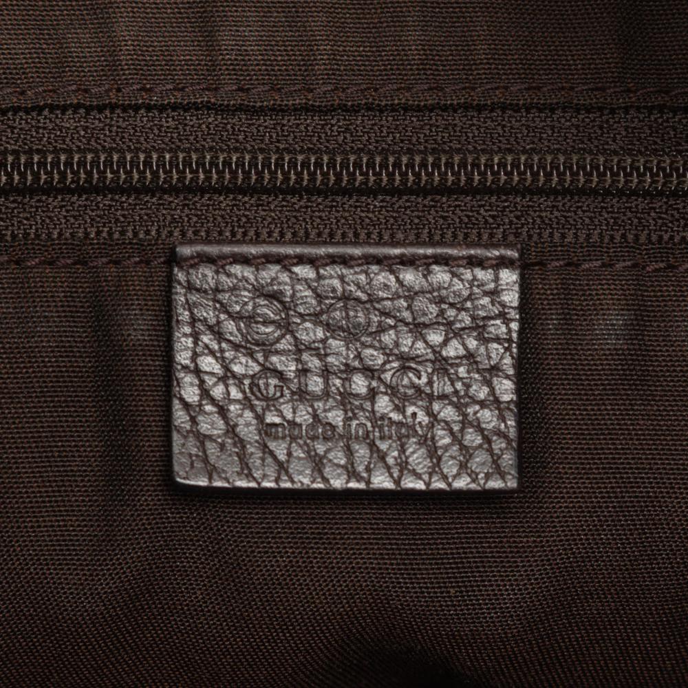 Gucci B Gucci Brown Beige Coated Canvas Fabric GG Crystal Shoulder Bag Italy