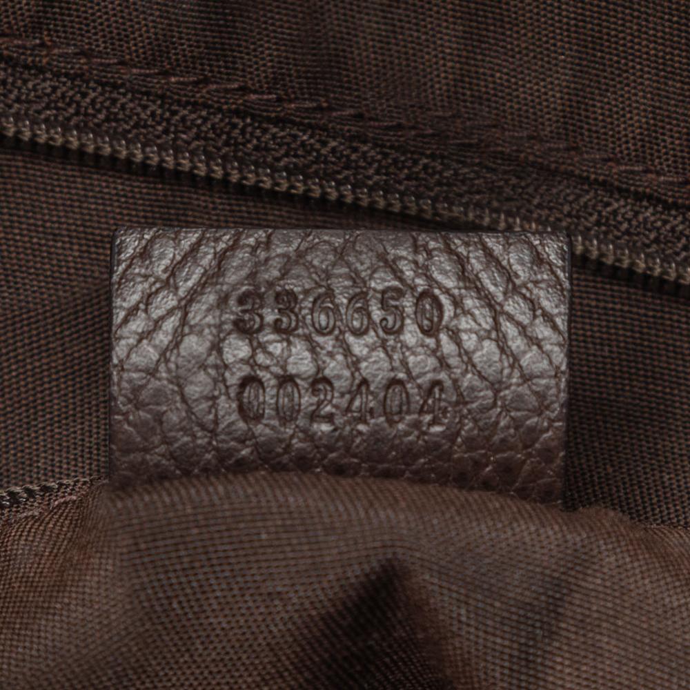 Gucci B Gucci Brown Beige Coated Canvas Fabric GG Crystal Shoulder Bag Italy