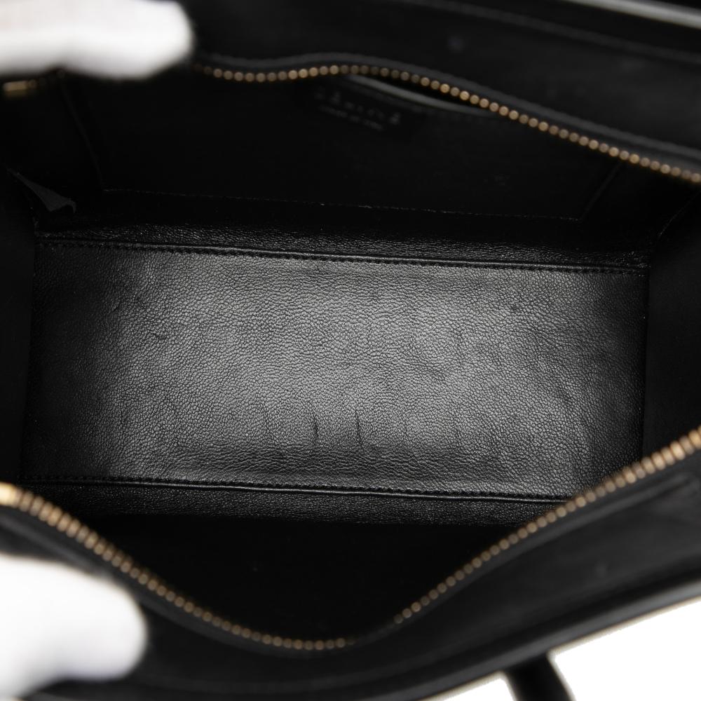 Celine B Celine Brown Light Beige with Black Canvas Fabric Nano Tricolor and Leather Luggage Tote Italy