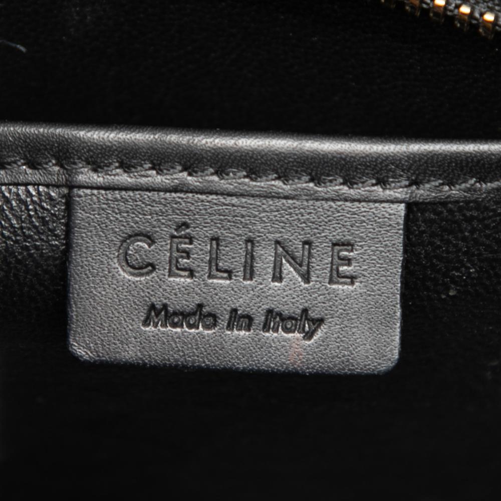 Celine B Celine Brown Light Beige with Black Canvas Fabric Nano Tricolor and Leather Luggage Tote Italy
