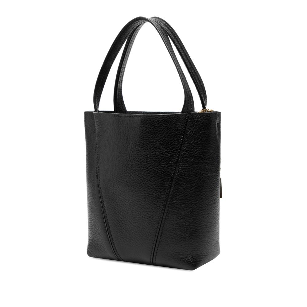 Chloé B Chloé Black Calf Leather Small Grained skin Spin Satchel Italy