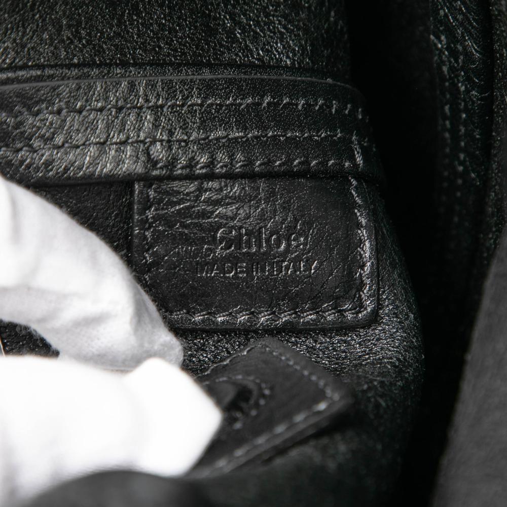 Chloé B Chloé Black Calf Leather Small Grained skin Spin Satchel Italy