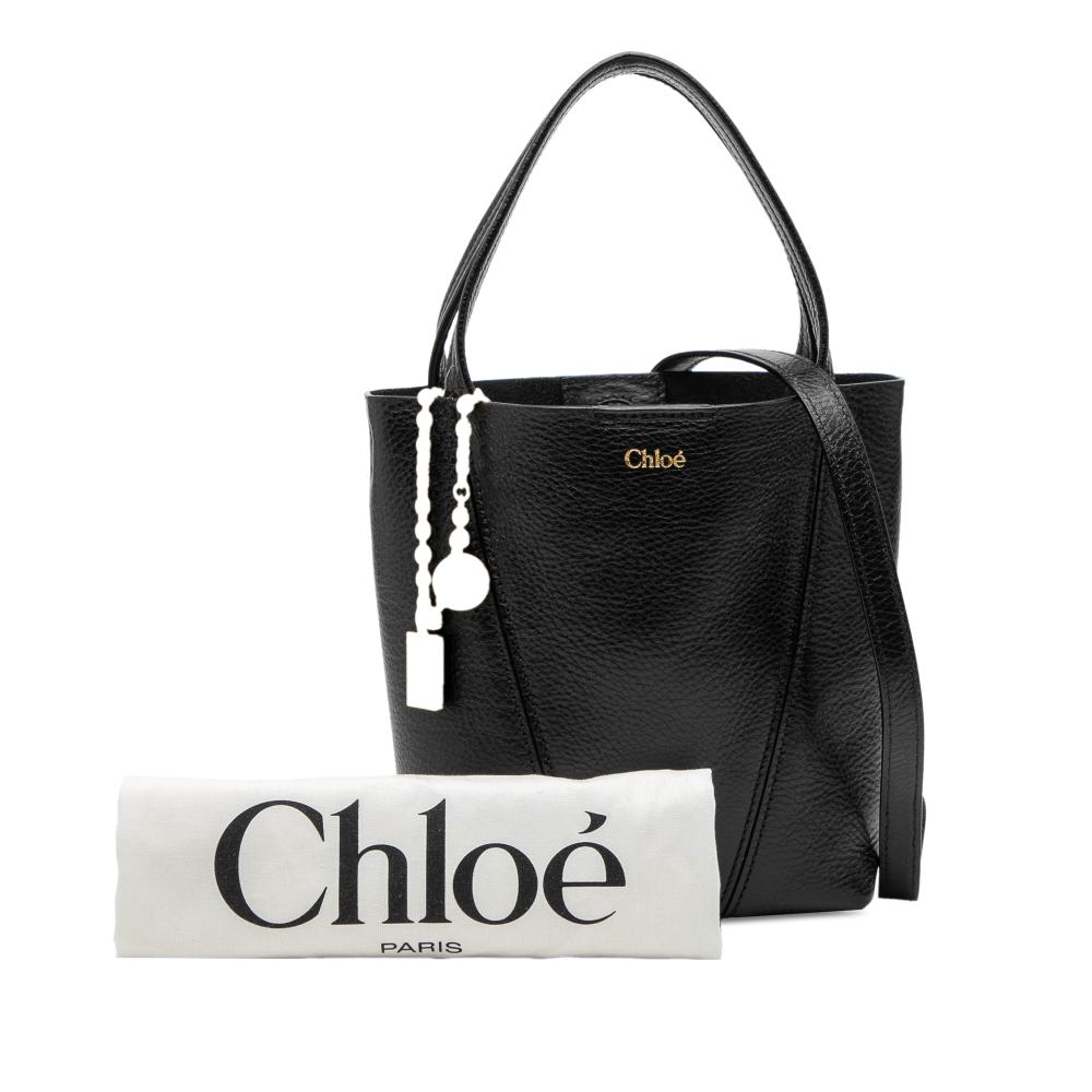 Chloé B Chloé Black Calf Leather Small Grained skin Spin Satchel Italy