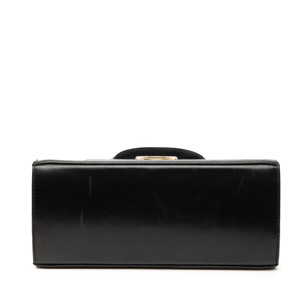 Ferragamo B Ferragamo Black Calf Leather Small Gancini Iconic Top Handle Bag Italy