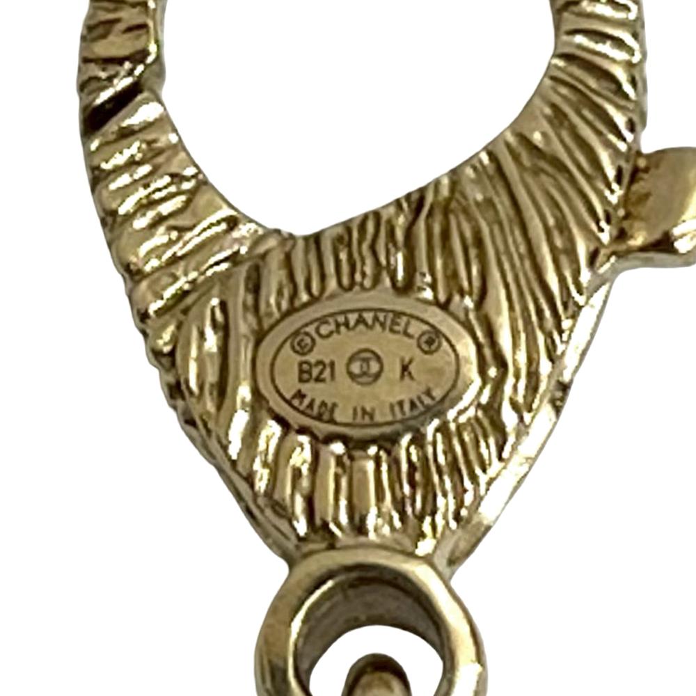 Chanel Gold CC Gold Plated Faux Pearl and Rhinestone Medallion Chain Necklace France