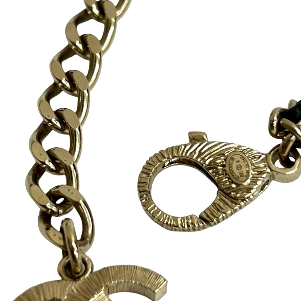 Chanel Gold CC Gold Plated Faux Pearl and Rhinestone Medallion Chain Necklace France