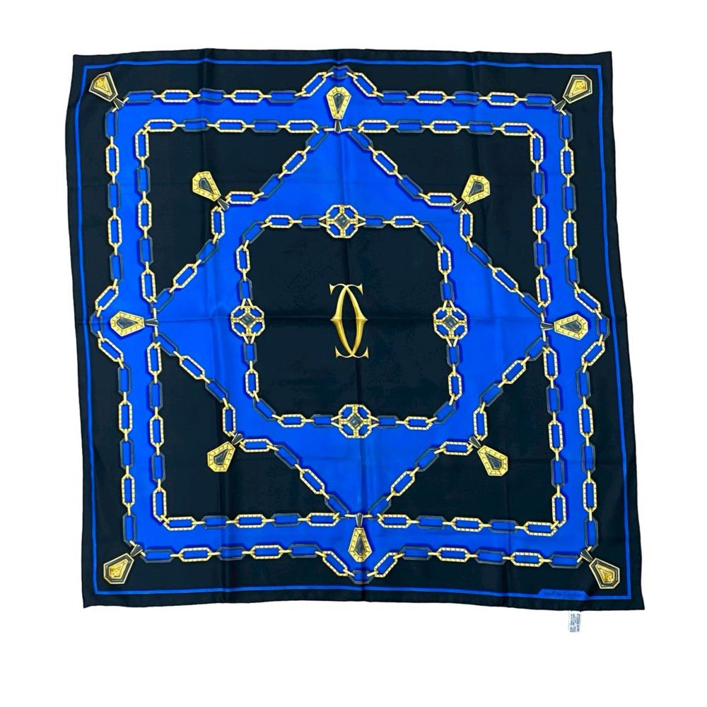 Cartier AB Cartier Blue Silk Fabric Must de Cartier Chain Scarf France