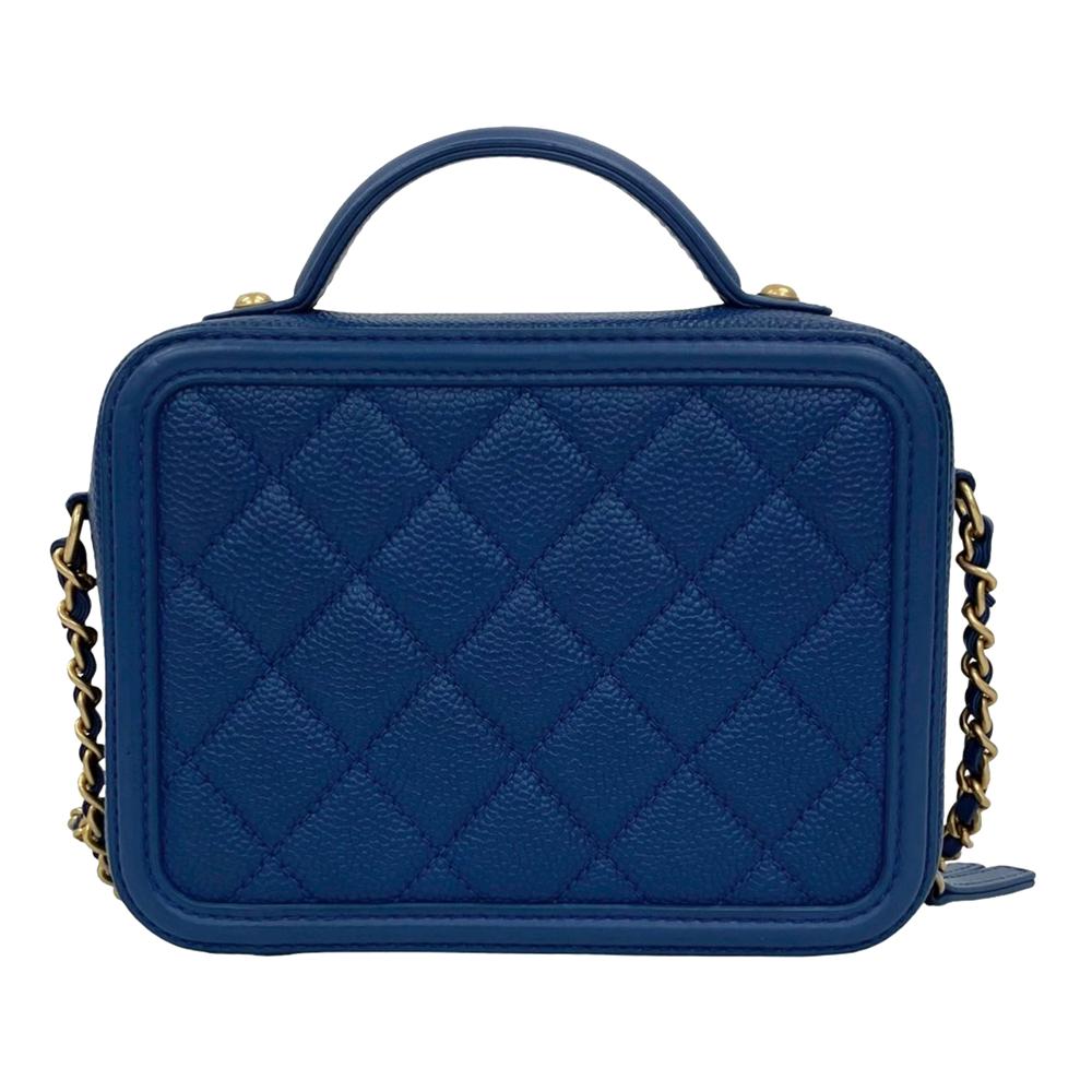Chanel AB Chanel Blue Caviar Leather Leather Small Caviar CC Filigree Vanity Case France