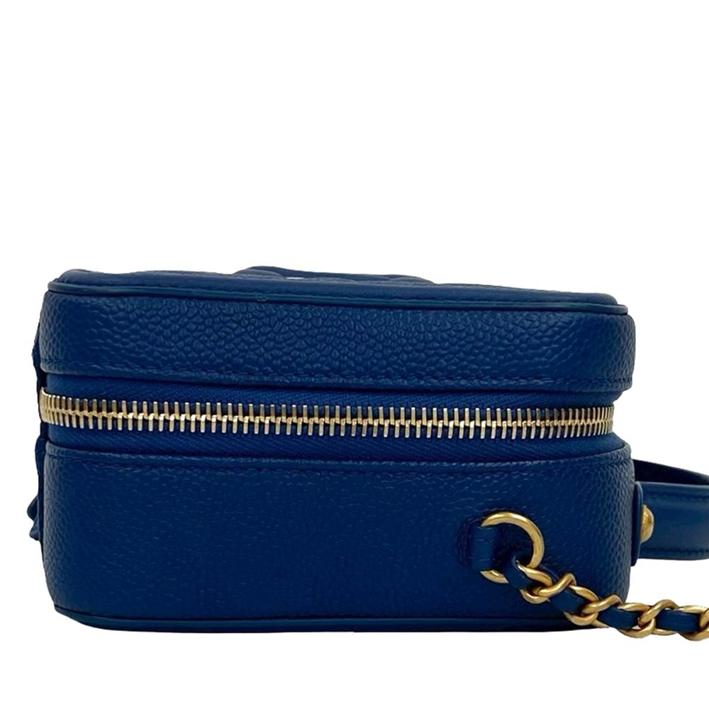 Chanel AB Chanel Blue Caviar Leather Leather Small Caviar CC Filigree Vanity Case France