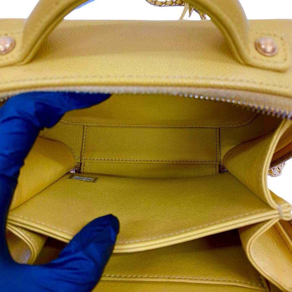 Chanel AB Chanel Yellow Caviar Leather Leather Small Caviar CC Filigree Vanity Bag France