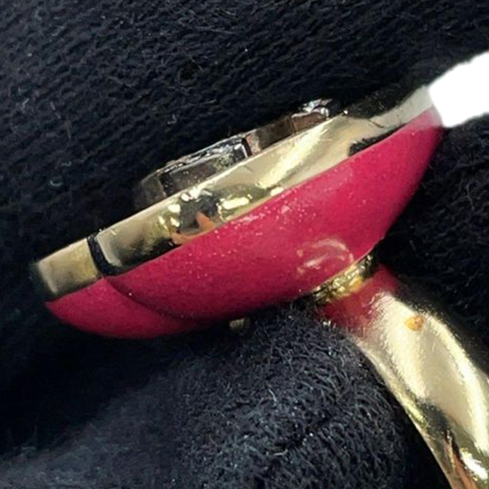 Chanel AB Chanel Pink Gold Plated Metal CC Rhinestones Heart Ring France