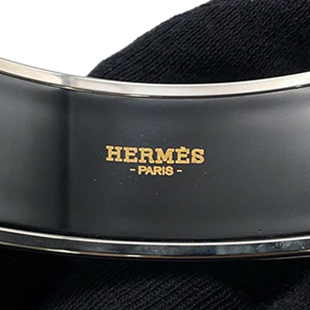 Hermès AB Hermès Black with Silver Enamel Other Wide Grand Apparat Platine 2 Bangle 65 France