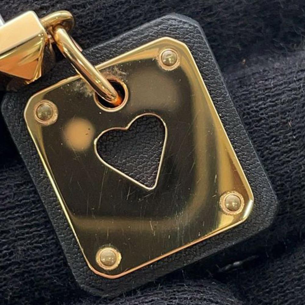 Hermès AB Hermès Gold with Black Gold Plated Metal Swift As De Coeur Push Back Earrings France