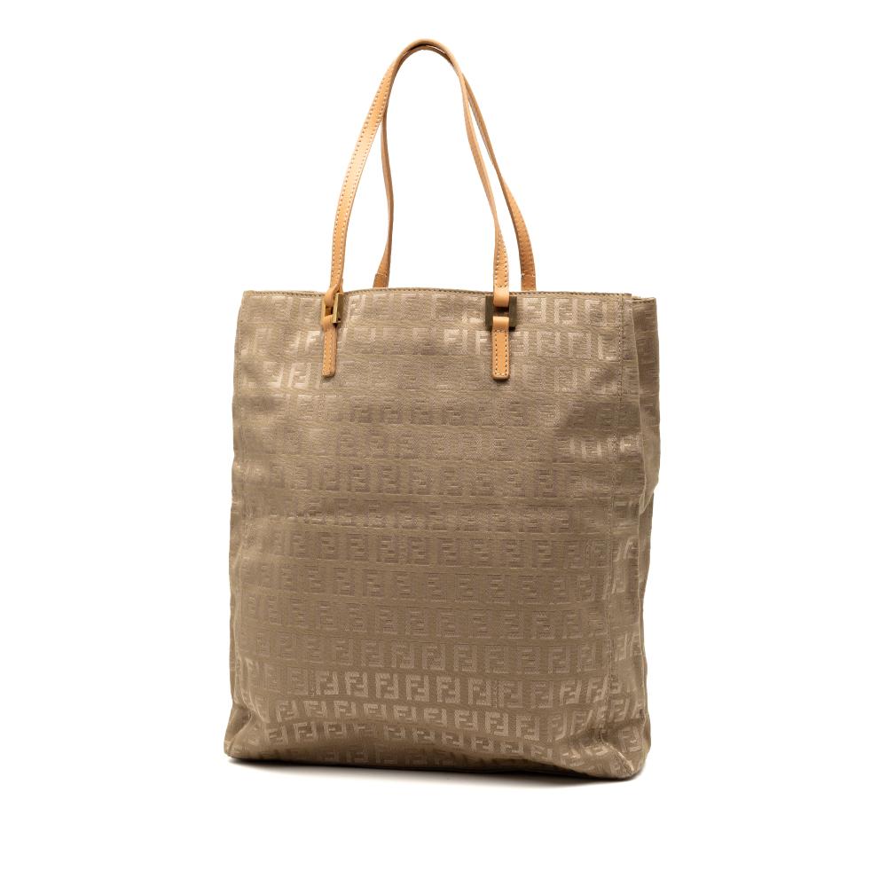 Fendi B Fendi Brown Beige Canvas Fabric Zucchino Tote Italy