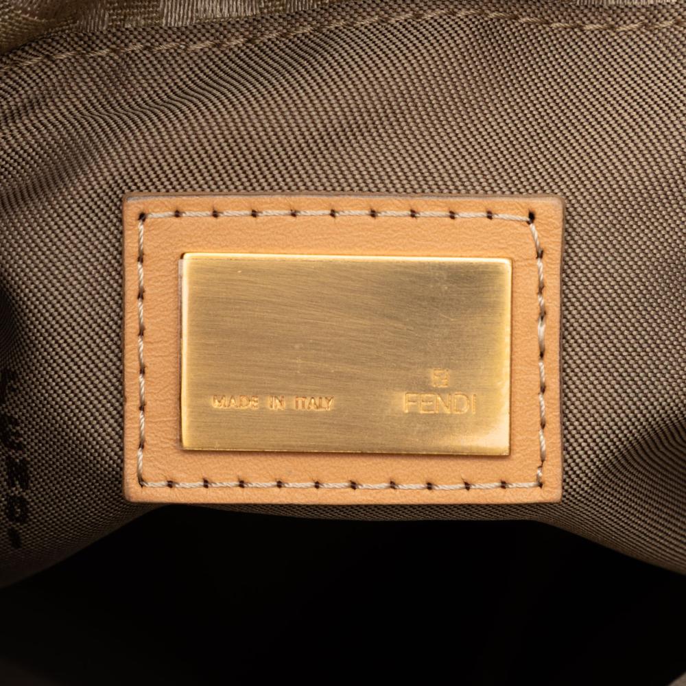 Fendi B Fendi Brown Beige Canvas Fabric Zucchino Tote Italy