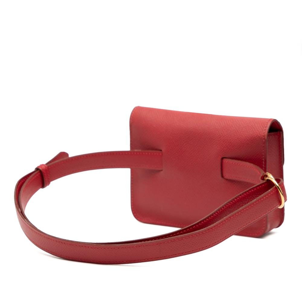 Hermès B Hermès Red Calf Leather Courchevel Pochette Bum Bag France