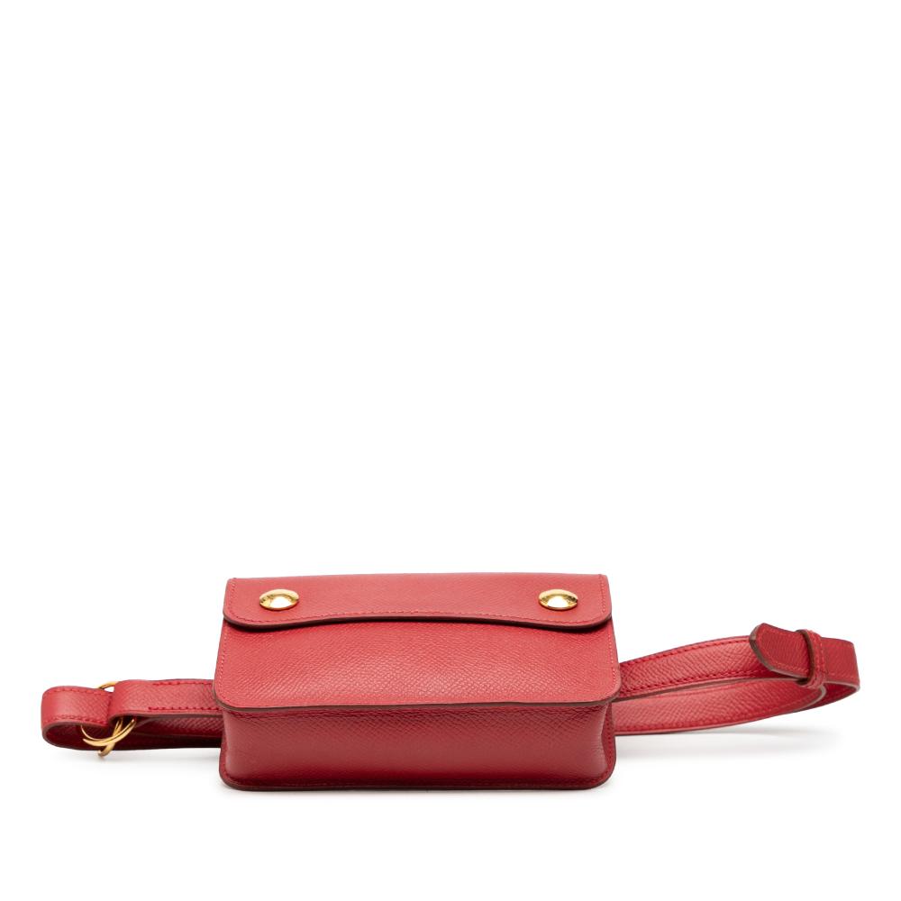 Hermès B Hermès Red Calf Leather Courchevel Pochette Bum Bag France