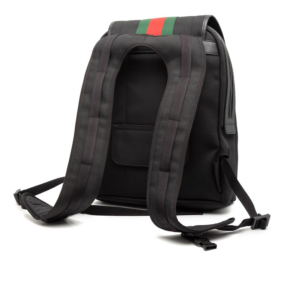 Gucci B Gucci Black Canvas Fabric Techno Web Backpack Italy