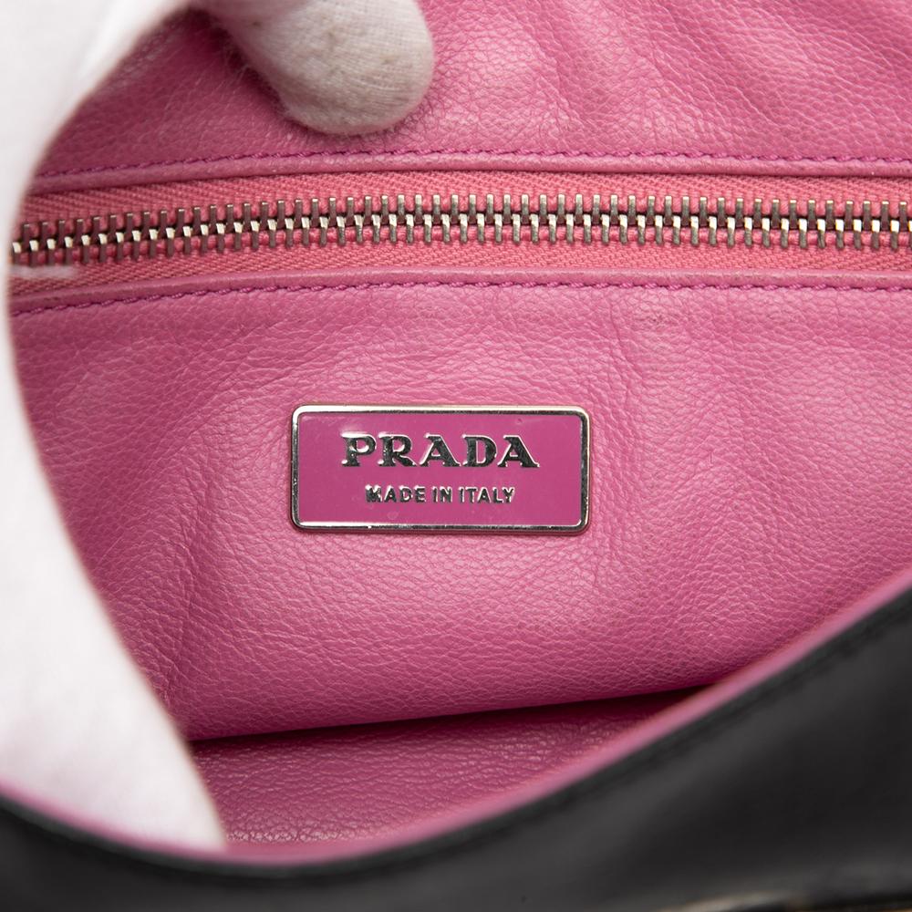 Prada B Prada Black Calf Leather Mirror Chain Flap Italy