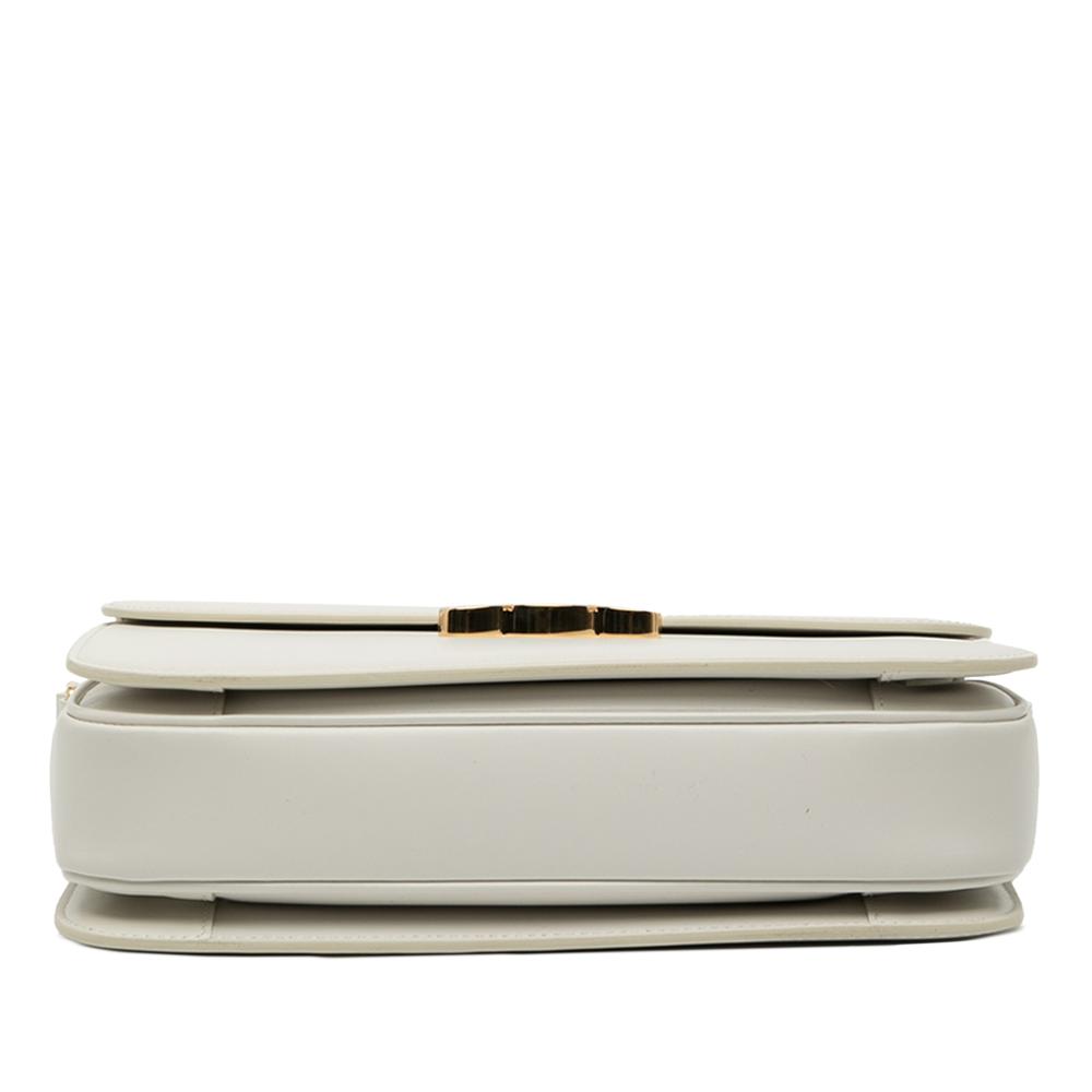 Celine AB Celine White Calf Leather Large Shiny skin Triomphe Crossbody Italy