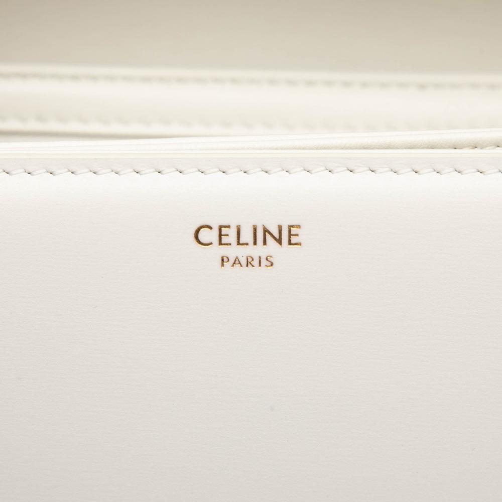 Celine AB Celine White Calf Leather Large Shiny skin Triomphe Crossbody Italy