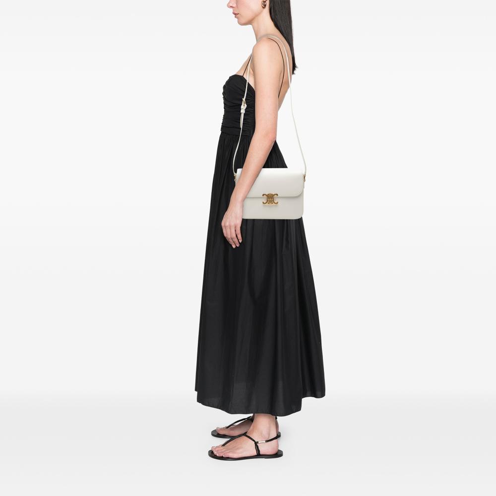 Celine AB Celine White Calf Leather Large Shiny skin Triomphe Crossbody Italy