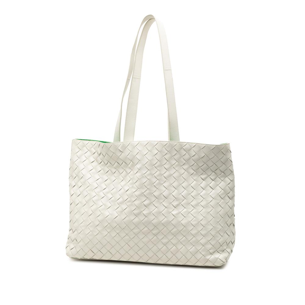 Bottega Veneta B Bottega Veneta White Nappa Leather Leather Medium Nappa Intrecciato East West Slot Tote Italy