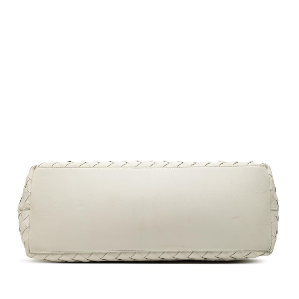 Bottega Veneta B Bottega Veneta White Nappa Leather Leather Medium Nappa Intrecciato East West Slot Tote Italy