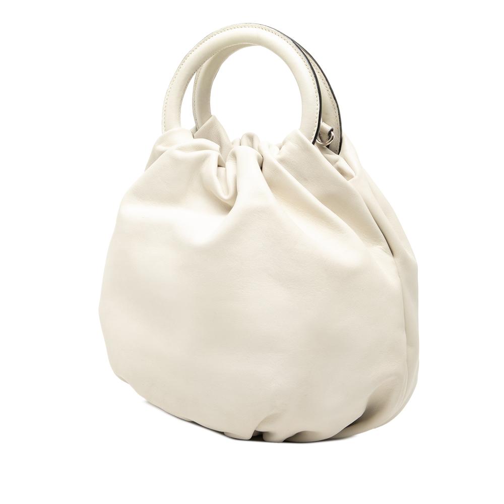 Loewe B LOEWE White Ivory Lambskin Leather Leather Lambskin Bounce Bag Spain