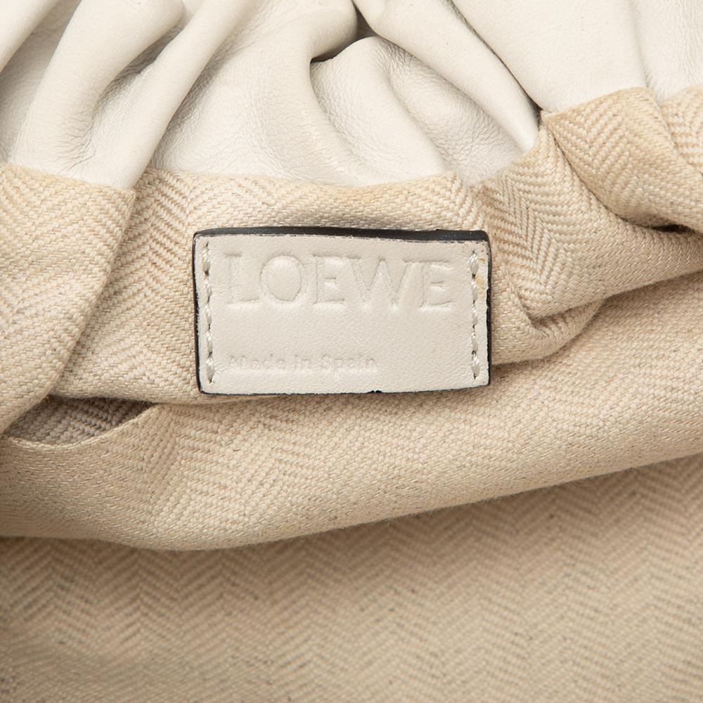 Loewe B LOEWE White Ivory Lambskin Leather Leather Lambskin Bounce Bag Spain
