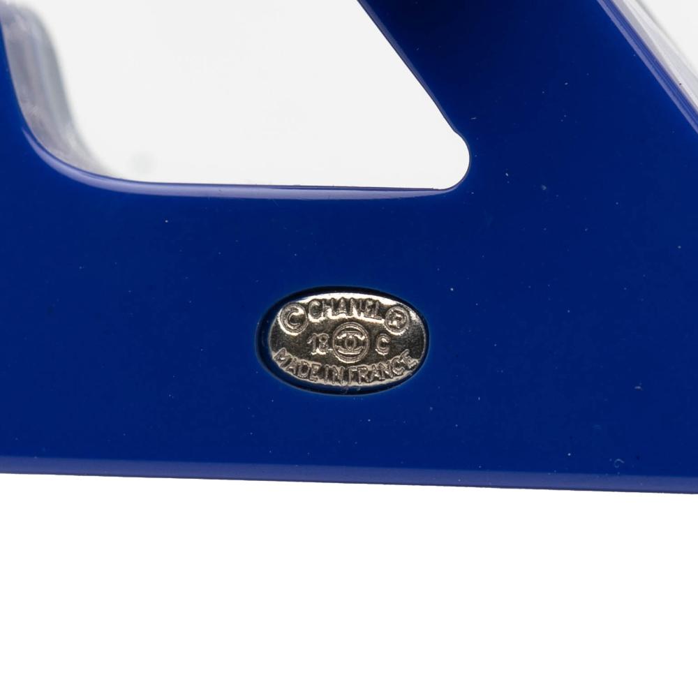 Chanel AB Chanel Blue Resin Plastic Glitter Crystal Sigma Brooch France