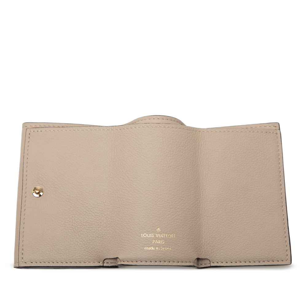 Louis Vuitton B Louis Vuitton Brown Beige Calf Leather Lockmini Wallet Spain