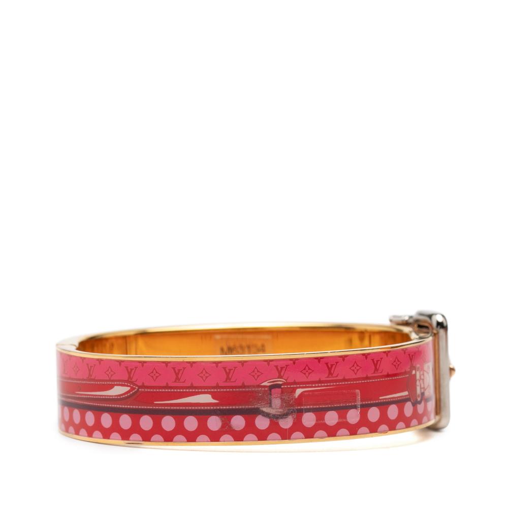 Louis Vuitton B Louis Vuitton Pink Enamel Other Gold Plated Nanogram Confidential Cuff Bracelet M France