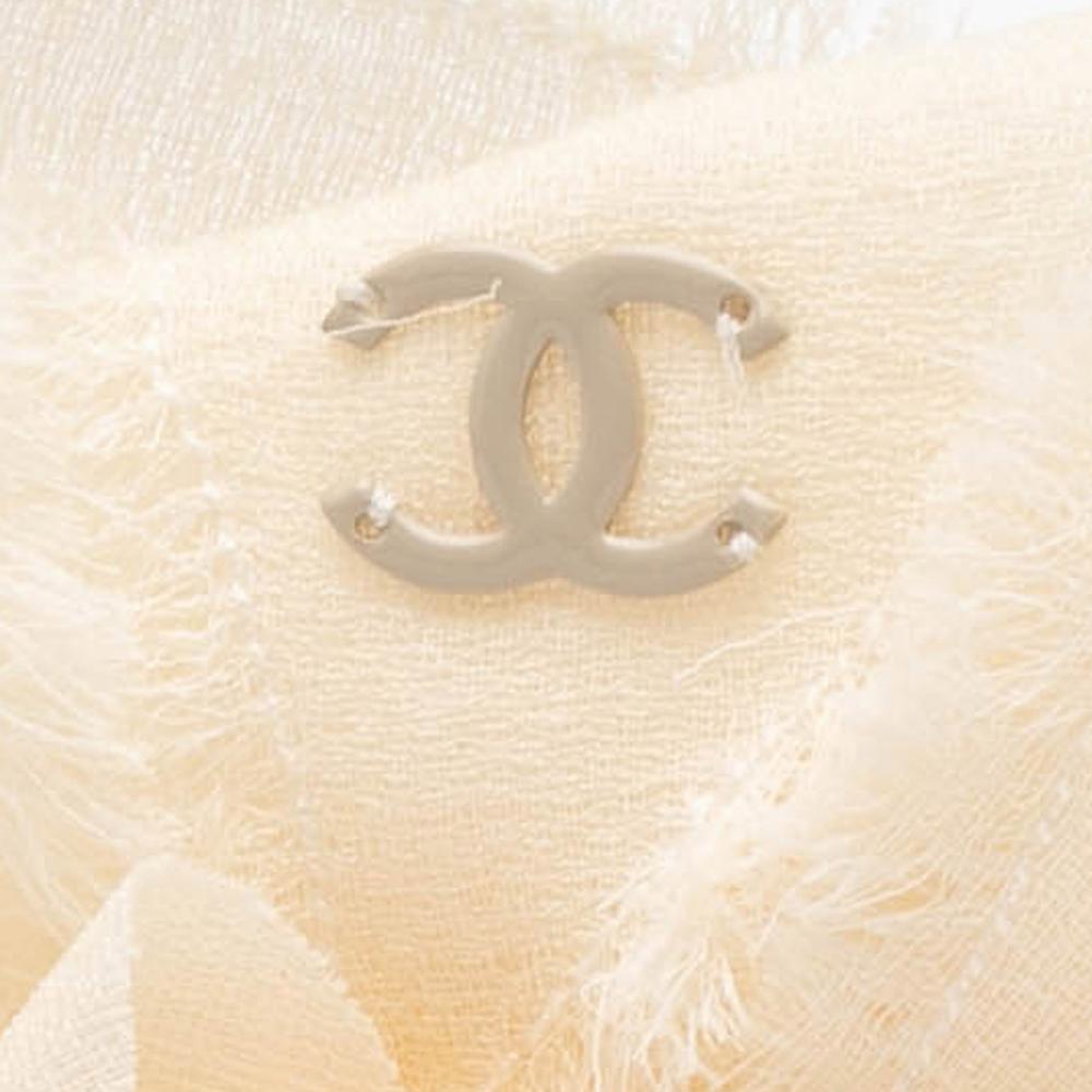Chanel AB Chanel White Linen Natural Material CC Camellia Brooch France