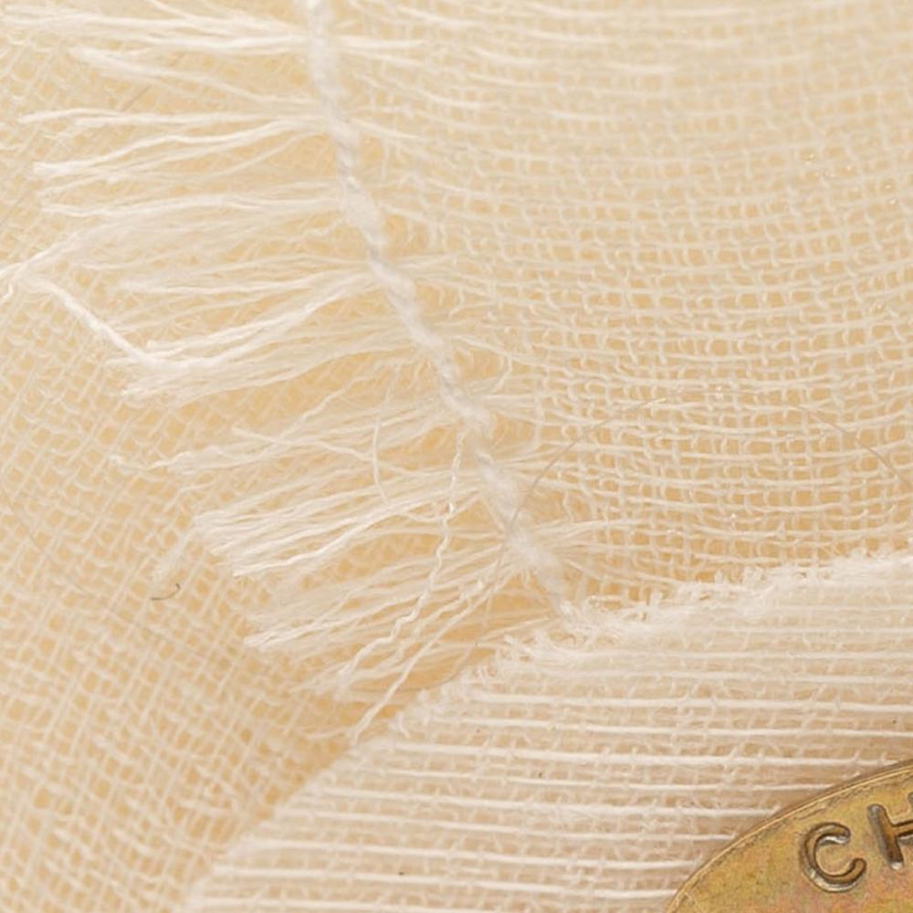 Chanel AB Chanel White Linen Natural Material CC Camellia Brooch France