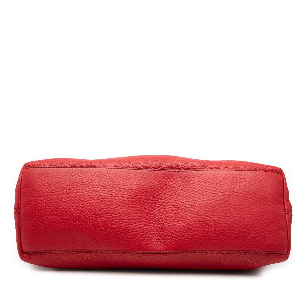 Gucci B Gucci Red Calf Leather Medium Soho Chain Tote Italy